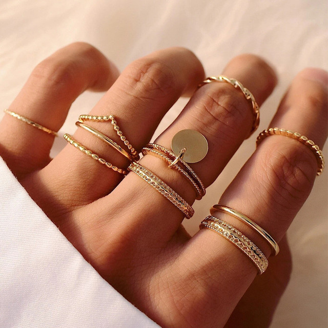 Color Hollowed Heart Shape Open Ring Set Design Cute Fashion Love Jewelry For Women Girl Gifts Adjustable Birthday Party