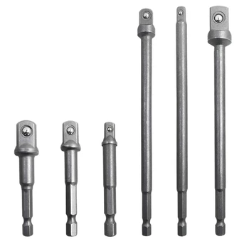 

6 Pcs Hex Shank Socket Adapter Drill Bit/Extension Set, 1/4-Inch, 3/8-Inch, and 1/2-Inch Driver Power Drill Impact Driver - 3 In