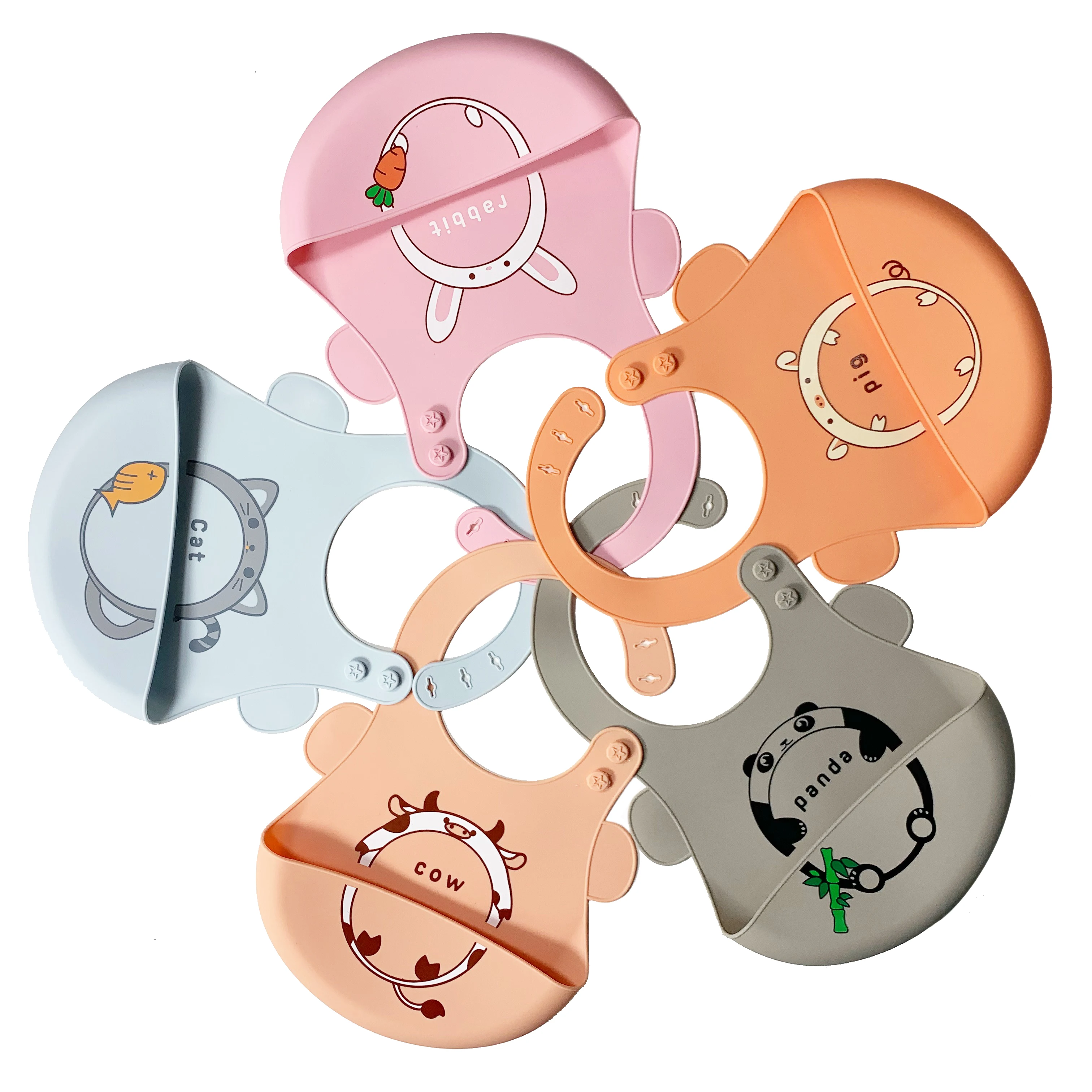 

New Baby Bibs Waterproof Soft Silicone Adjustable Bibs Accessories Silicone Feeding Baby Saliva Towel Dropshiping