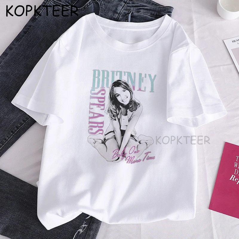 Женская футболка с принтом Britney Spears Прямая поставка круглым вырезом модная