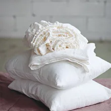 

100% Washed Linens White Bedding Set Soft Flax Bed Linen Queen King Size Set of Sheets Fitted Flat Bed Sheet And Pillowcase