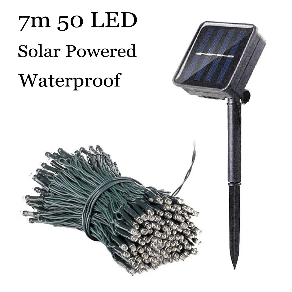 Solar Light 1 50 светодиодный светильник для свадебной вечеринки, Рождественский светильник, декоративная Солнечная гирлянда, сказочный светильник s, уличный светодиодный светильник, праздничный светильник, водонепроницаемый - Испускаемый цвет: Solar Light 1