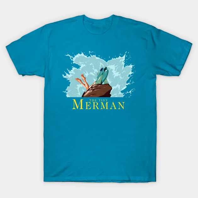 Мужская футболка The Tiny Merman w text (пародия Русалочки) женская | одежда