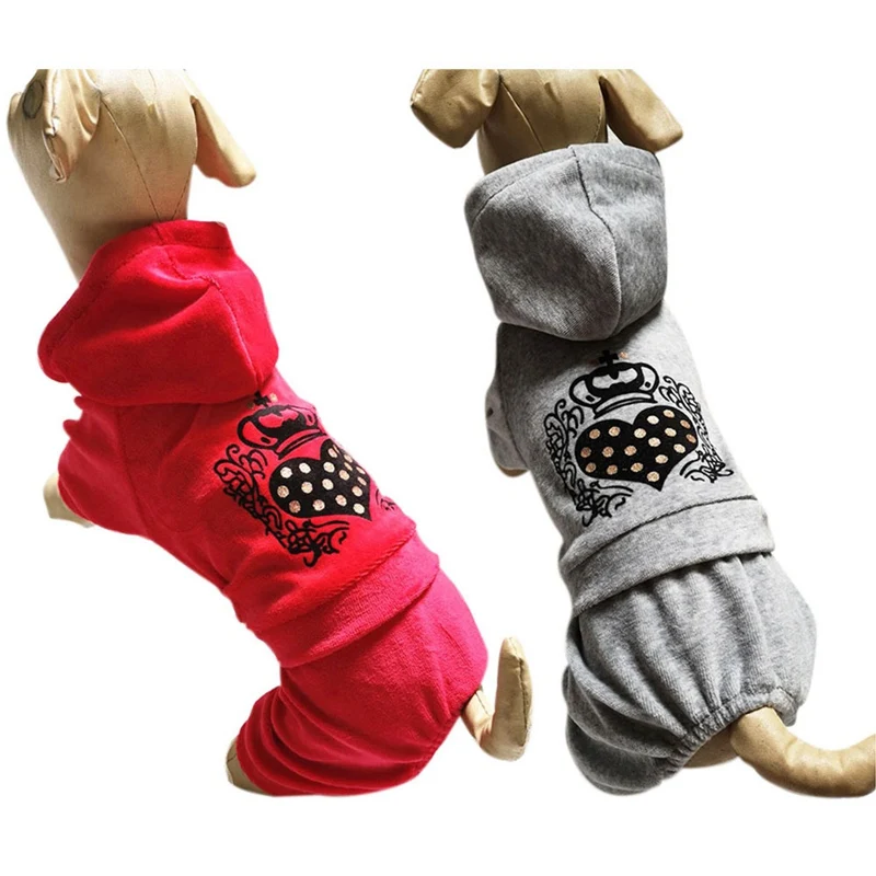 

Pet Autumn Winter Thickening Warm Costume Cute Rabbits Printed Hoodied 4 Legged Cotton Padded Coat Winter Overalls For Dogs