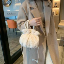 Японские портативные твидовые вечерние сумочки для женщин, большие сморщенные сумочки для подушек, зимние однотонные тканые сумочки для пельменей