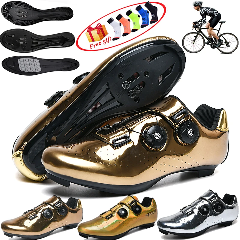 Professional self-locking men road bike shoes ultra-light non-slip women MTB cycling shoes SPD pedal racing flat-bottomed shoes