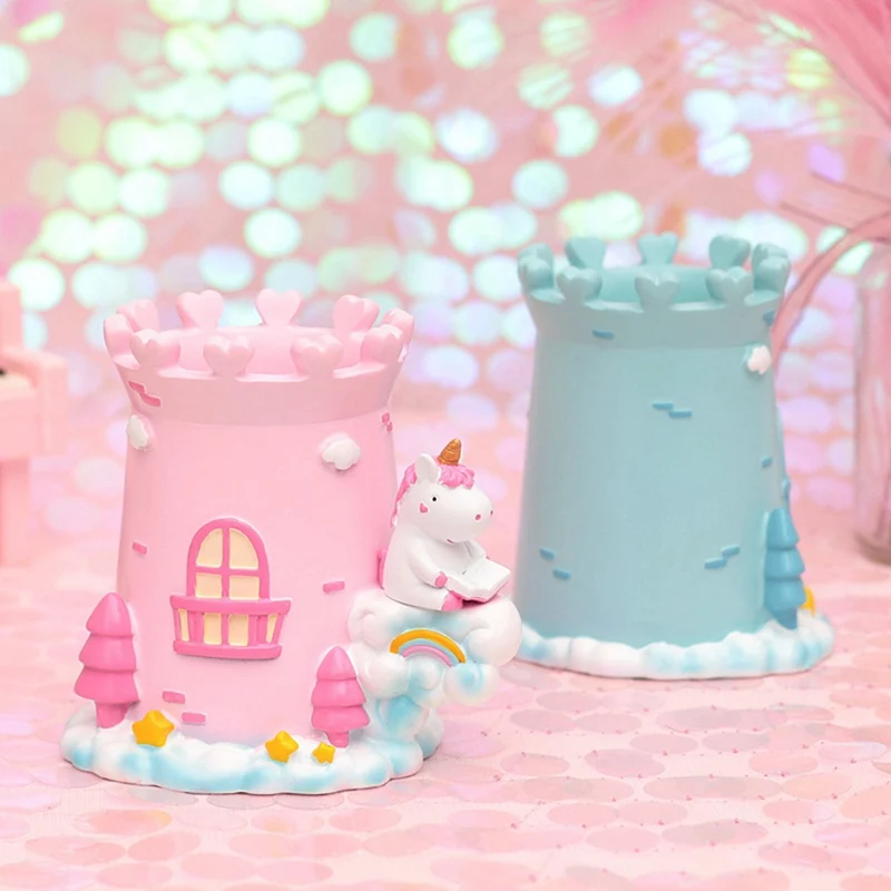 

Cute Unicorn Pen Holder Girls Cartoon Unicorn Resin Pencil Holder As Student Desk Organizer Supplies