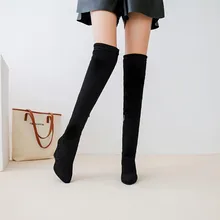 Большой размер(9, 10) 11-13 облегающие сапоги выше колена, высокие сапоги, женские ботфорты выше колена Женская Дамская Ботинки женские зимние сапоги для женщин