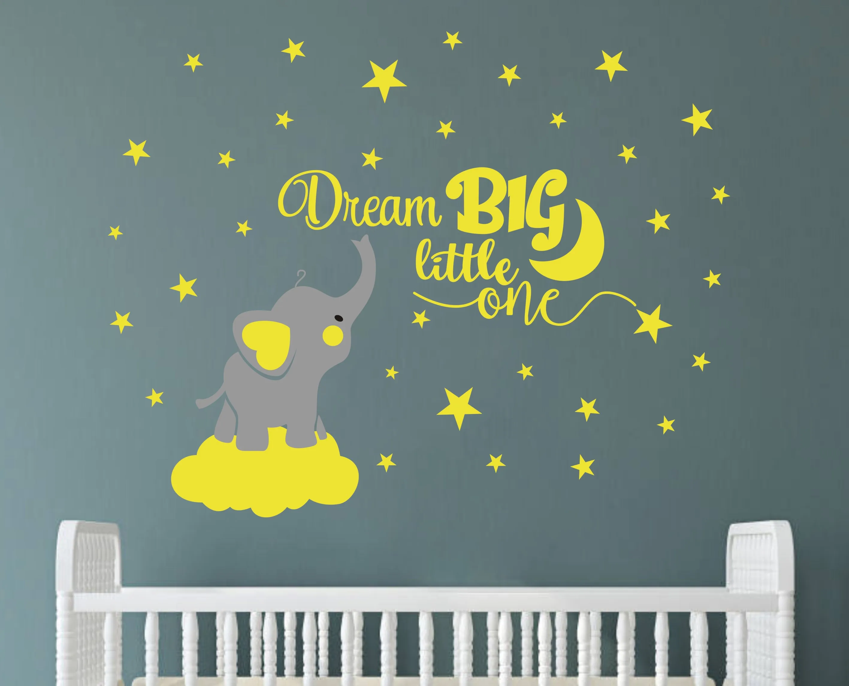 Dream Big Little One переводная картинка на стену в виде слона, Цитата наклейки на стену, Украшение стен в детской комнате, виниловые настенные наклейки для детей(S08