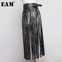 [EAM] 2021 New Spring Summer Pu Leather Long Tassel Brief Personality Girdle Decoration Belt Women Fashion Tide All-match JX375