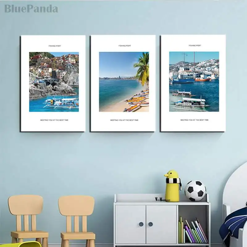 Постер на холсте с изображением древнего здания морского берега рыболовного