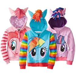 2024 New Spring Casual Cartoon Little Pony Hoodies For Girl Full Sleeve Kids Sweatshirt Coats Children BirthdayPresent Clothing