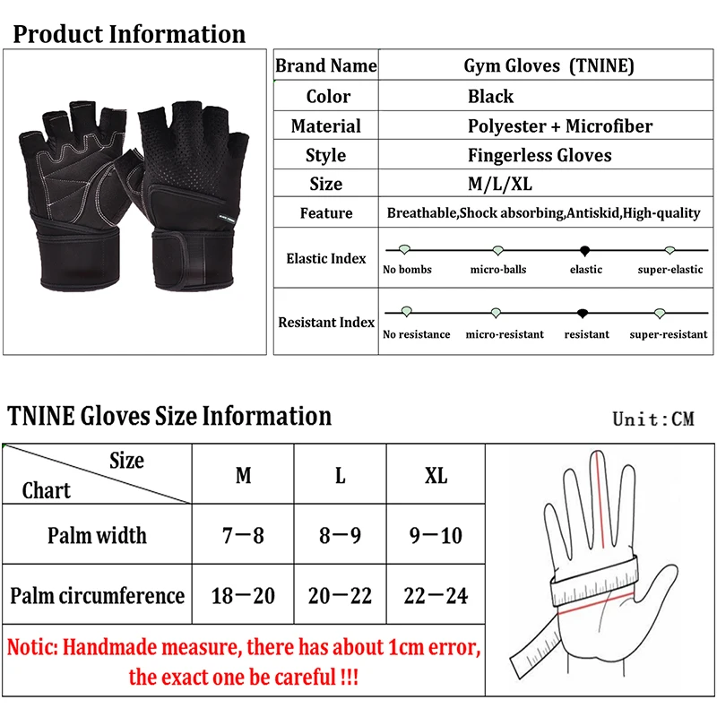 Weightlifting Breathable Half Finger Wrist Protect Men Woman Gymnasium Outdoor Training Sports Equipment Gym Gloves Bike Gloves