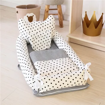 

Baby Nest Newborn Baby Nest Bed Portable Crib Travel Bed Coton With Quilt Baby Lounge Bassinet Bumper with Pillow Cushion