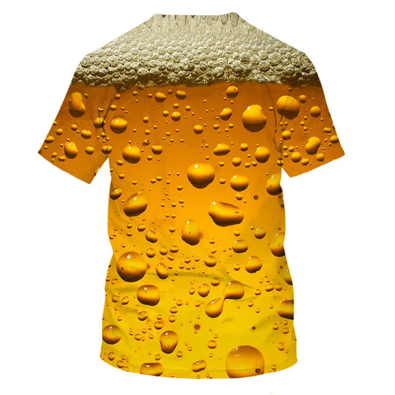 Лето Новинка Мужская 3D футболка банки пива печатных хип хоп Crewneck короткий рукав мужчины/женщины футболки топы