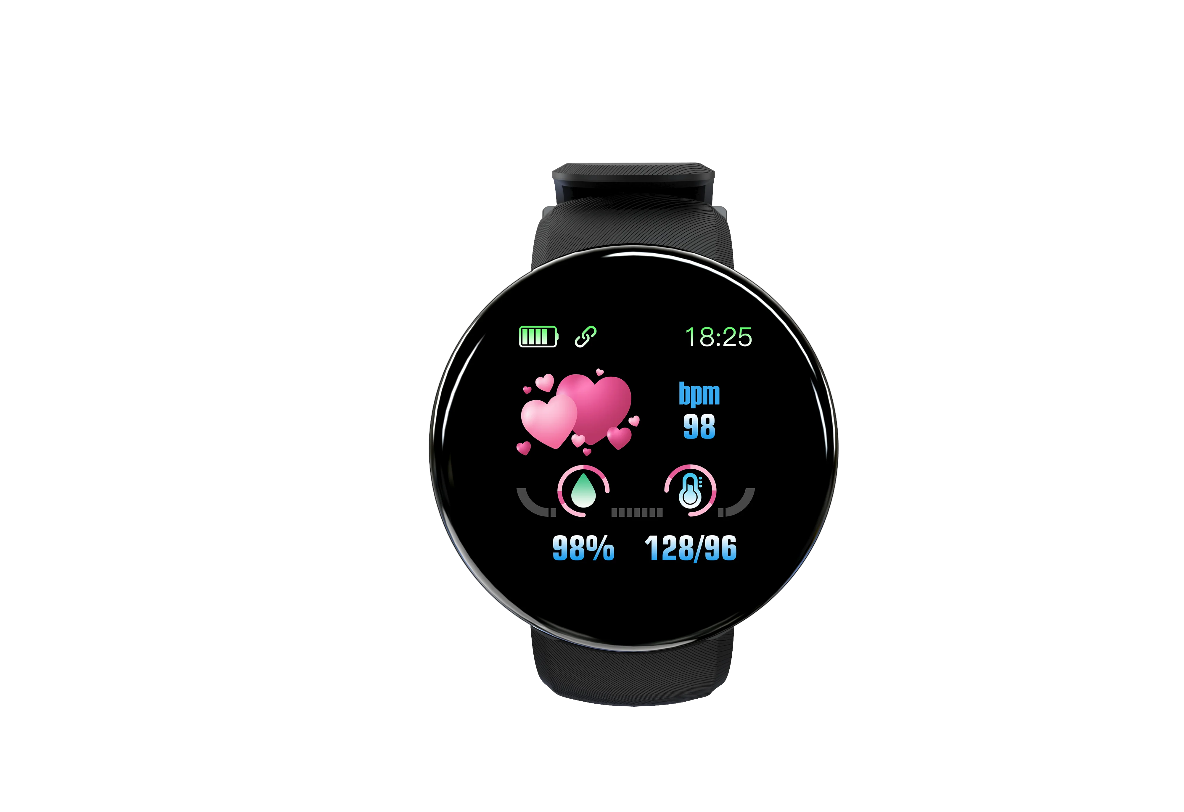 D18 умный браслет с измерением давления Smartband кровяное давление пульсометр водонепроницаемый цветной экран умный Браслет - Цвет: Черный