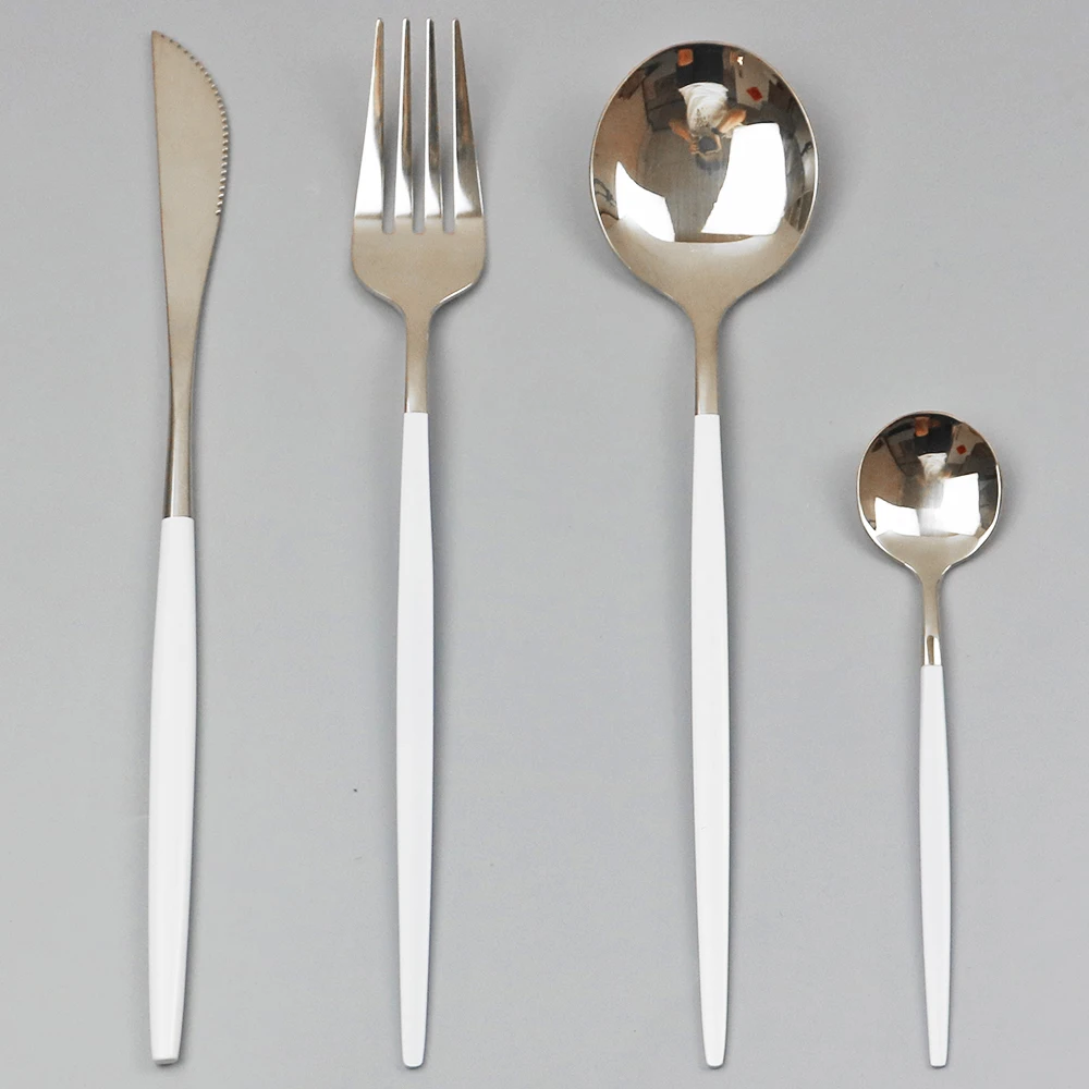 Solid Pigmented Stainless Steel Cutlery Set Silverware Fork Spoon