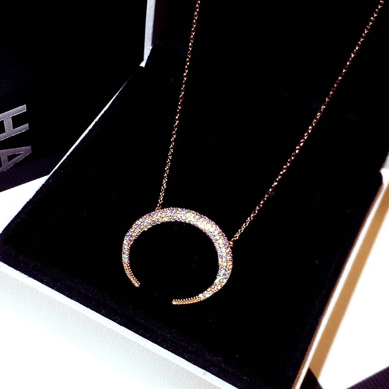 Ins Hot Sale Fashion Charm Round Necklace for Women AAA Cubic Zirconia Temperament Clavicle Thin Chain Jewelry Accessories Gift