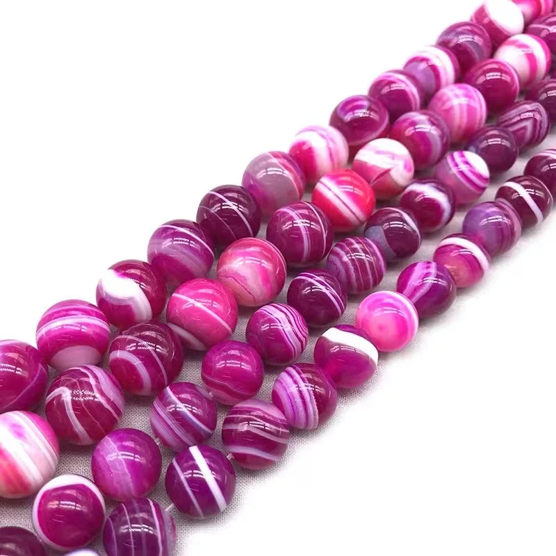 

Natural Rose Red Banded Agates Stripes Onyx Stone Loose Spacer beads For Jewelry Making 15'' Needlework DIY Bracelet Necklace