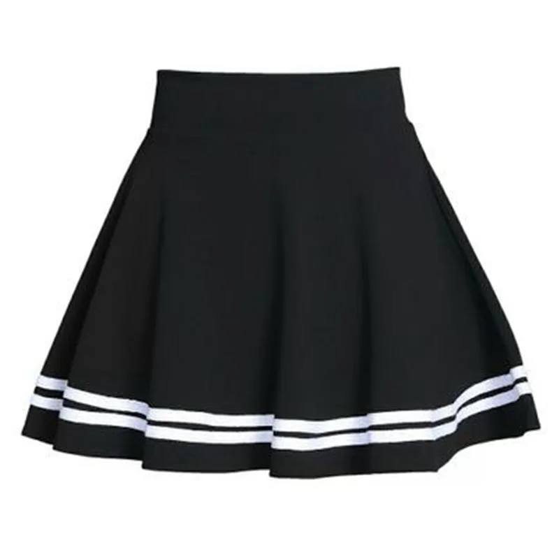 Falda elástica para mujer, Faldas por debajo de la rodilla plisadas en negro, Sexy, a rayas, Mini Faldas para la escuela, 2020