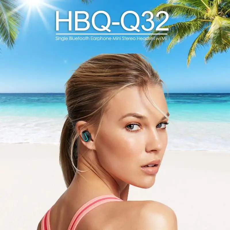 HBQ-Q32 U тип одиночный двойной Bluetooth наушники мини беспроводная стерео гарнитура с микрофоном