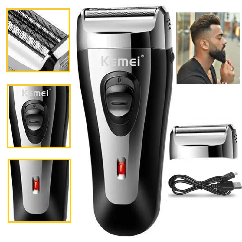 

Professional electric shaver men cleaning shaver wrie wireless USB rechargeable shaving machine beard stylists finishing tool