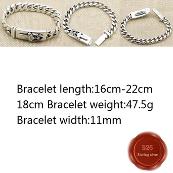 

B64 S925 sterling silver bracelet personality retro fashion punk hip-hop style glossy holy sword alphabet hip-hop street jewelry