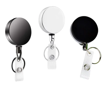 

1pcs Metal Retractable Reel Badge Heavy Duty with Key Chain Belt Clip ID Badge Name Card Holder