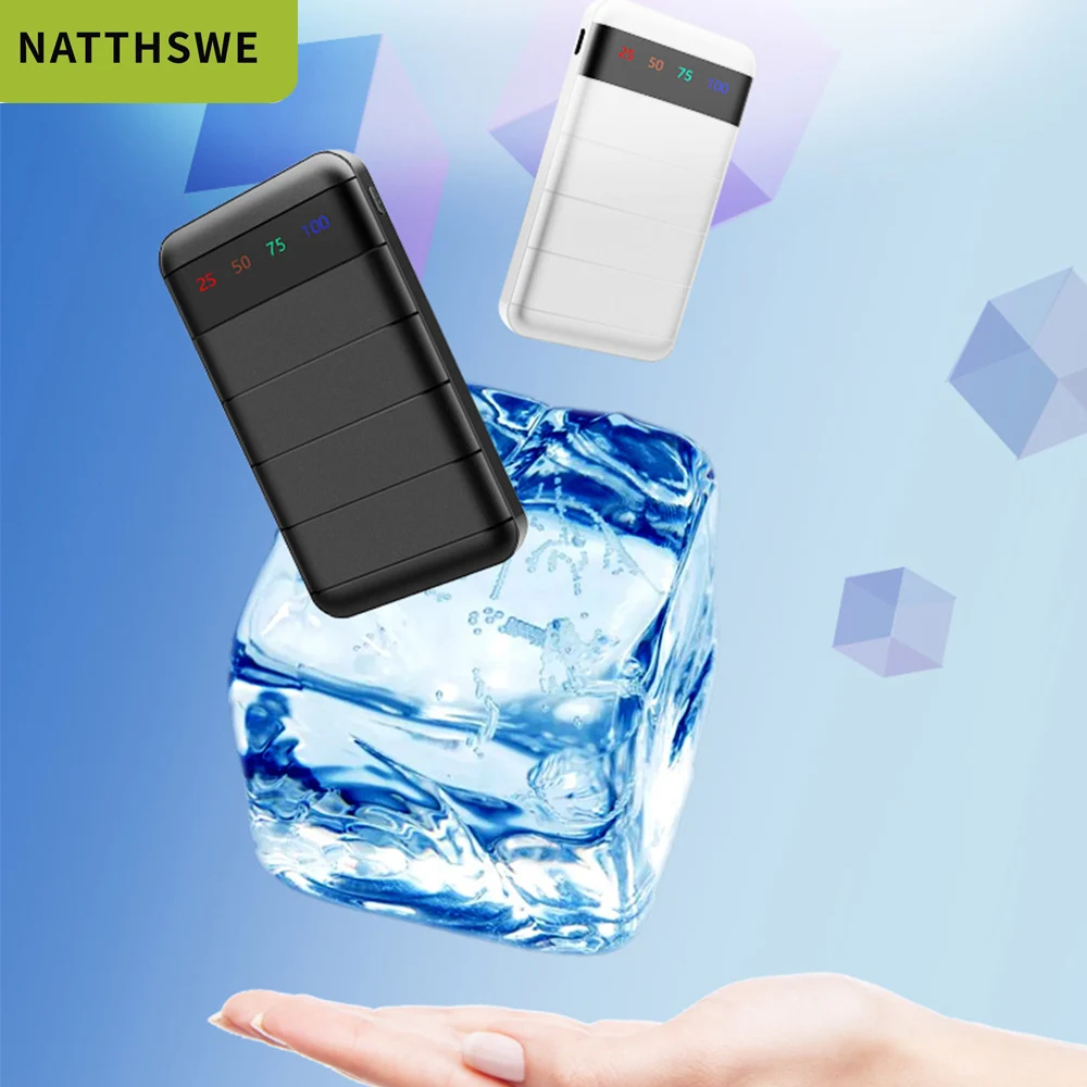 NATTHSWE 20000 мАч портативное зарядное устройство с двумя USB тонким внешним аккумулятором для samsung iphone Xiaomi