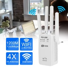 1200 Мбит/с WiFi повторитель 2,4 и 5 ГГц двухдиапазонный Интернет усилитель 4 антенны Усилитель сигнала с роутером/AP/повторителем клиентского режима