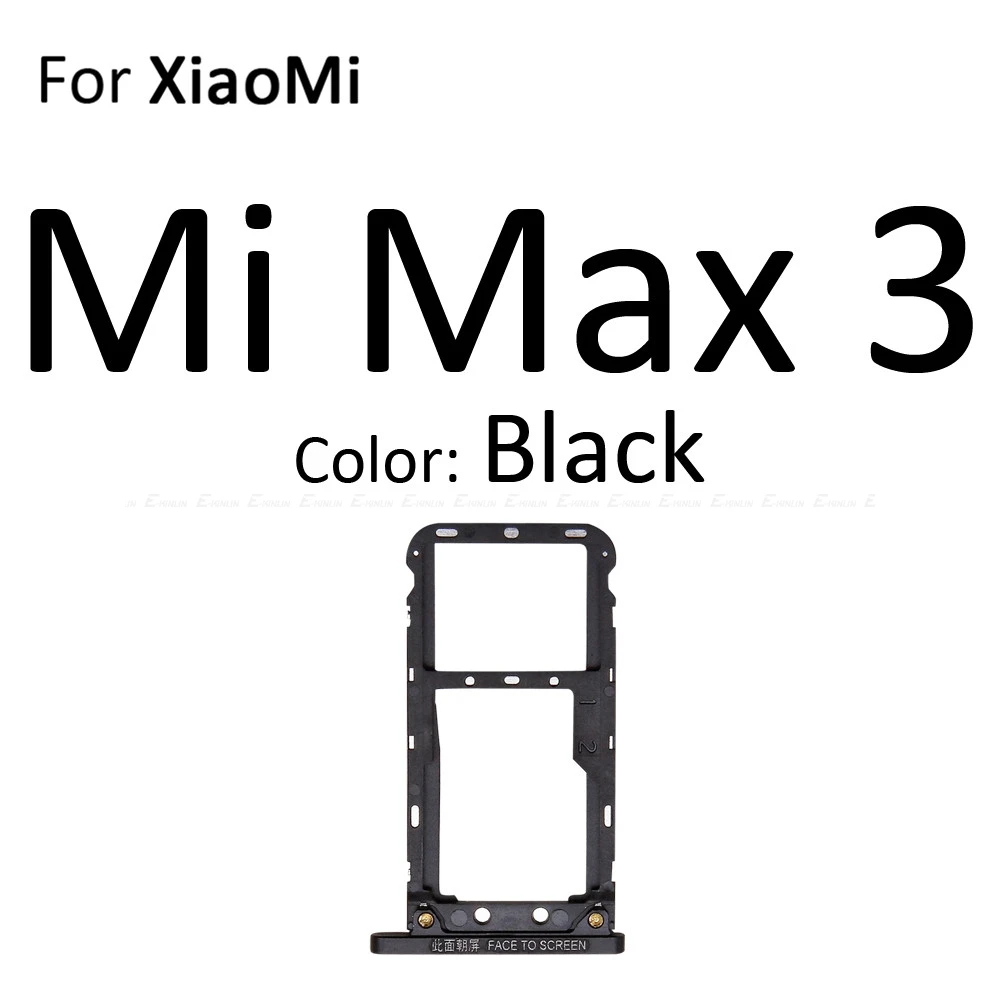 Гнездо для sim-карты Слот лоток ридер Держатель Разъем Micro SD адаптер контейнер для Xiaomi Mi Max 3 2 запасные части - Цвет: For Mi Max 3 Black
