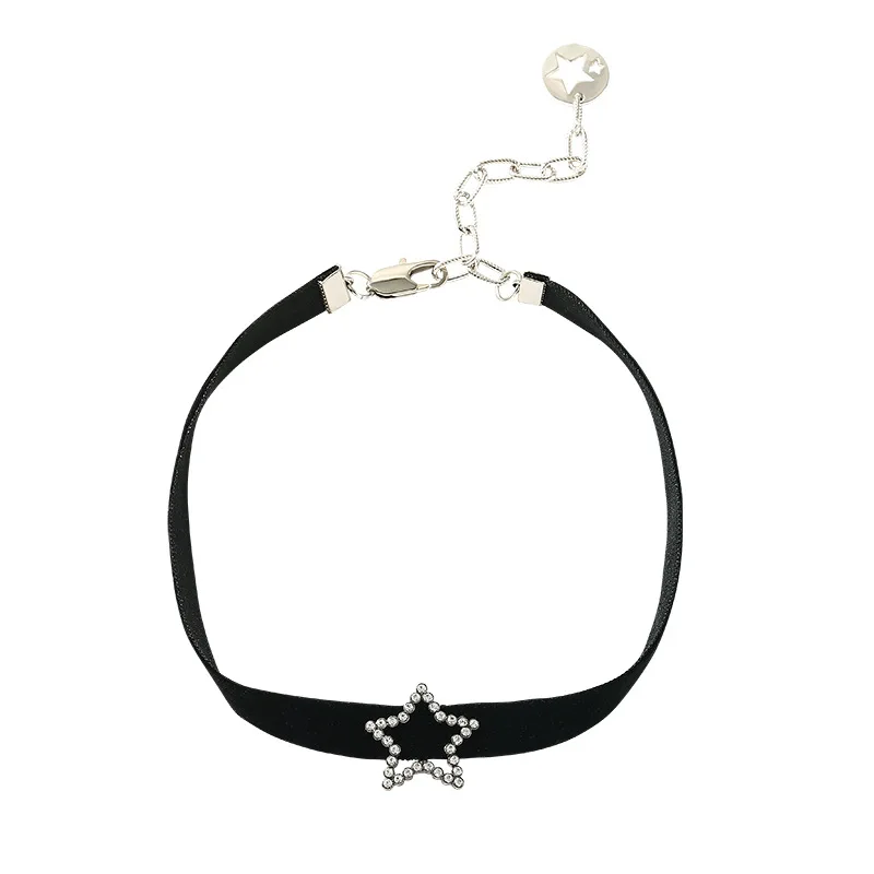Simple Vintage Letter Shape Choker Necklace Korean Style Hollow Black Rope Velvet Collar Leather Collier Femme Chocker Jewelry - Окраска металла: 11