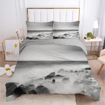 

Landscape Bedding Sets 3D Duvet Cover Set Comforter Cases Pillow Covers Double Twin King Queen Size Gray Custom Bedding Sets