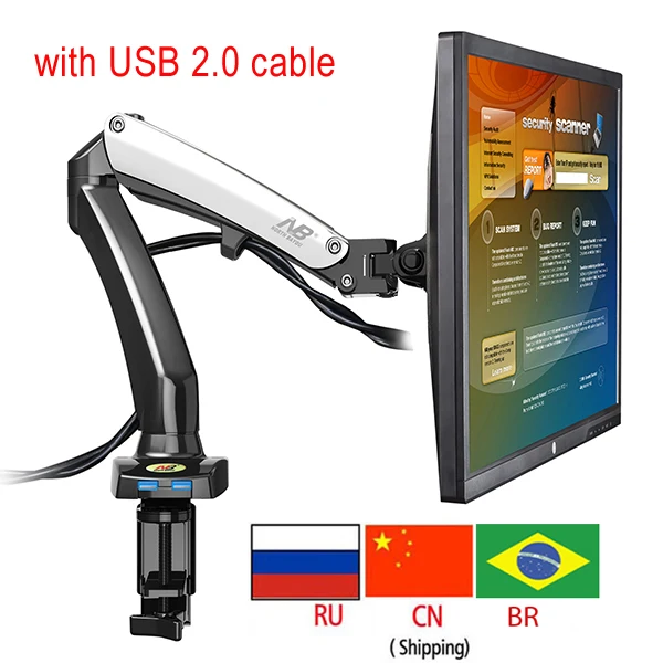 F100 with 2x usb2.0 NB F100 алюминиевый 27 дюймов воздушный пресс газовая стойка Настольный гибкий ЖК-Телевизор Настольный Кронштейн 360 Поворот 2 USB 1 монитор стол поддержка ЖК-кронштейн - Цвет: F100 with 2x usb2.0