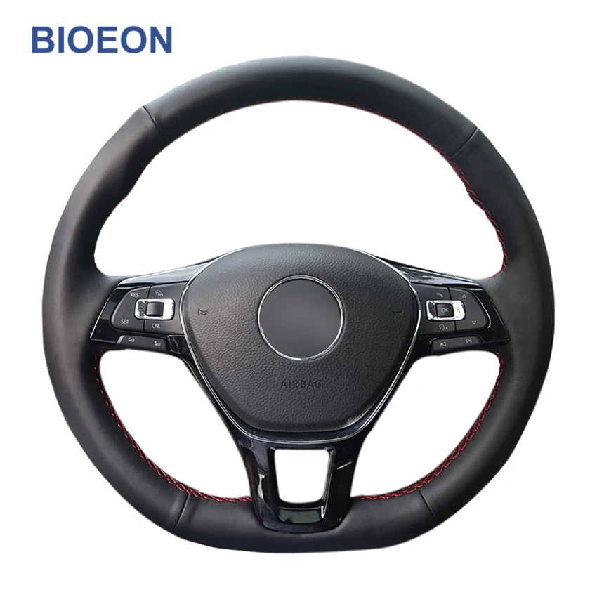

Black PU Artificial Leather Hand Sewing Car Steering Wheel Covers for Volkswagen VW Golf 7 Mk7 New Polo Jetta Passat B8 Tiguan