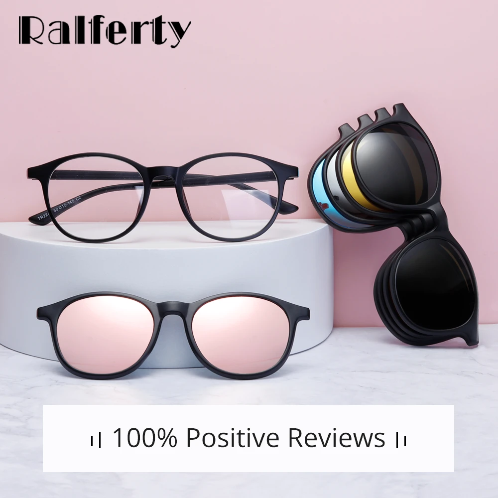 Ralferty gafas de magnéticas para hombre y mujer, lentes de sol polarizadas 6 en 1 con montura Clip, redondas, UV400, TR90, 3D, amarillo, Oculo A2245|Gafas de sol para mujer| - AliExpress