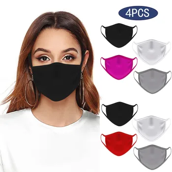 

4PCS Face Mask Adult Solid Color Adjustable Safet Protect Washable Women Men Mask Anti Fog Dust Haze Mouth Cover Washable Z0707
