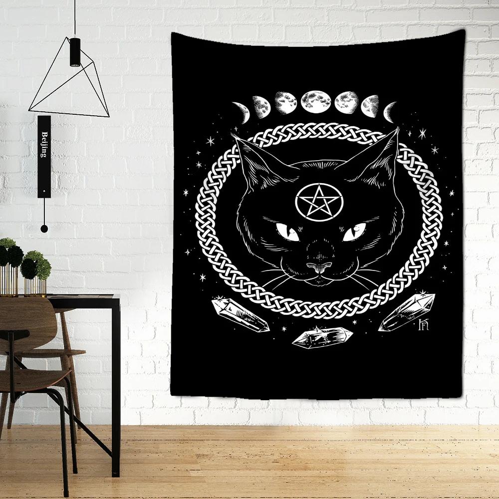 Cat Mysterious Divination Witchcraft Tapestry Wall Hanging Home Decor