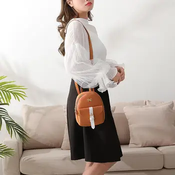 

Women Small Shoulder Crossbody Bags Hit Color Bowknot Backpacks Leather Messenger Bags Portable Women Backpack