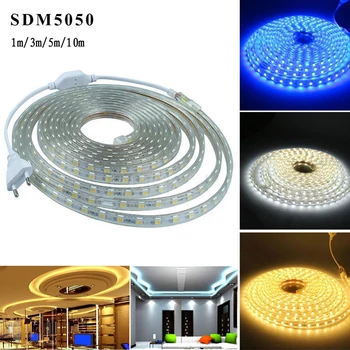 

Waterproof 1-10M SMD 5050 LED Strip 220V Flexible Tape Rope Light + US/EU Plug Q0KF