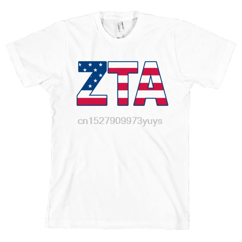 Zeta Tau Alpha Bella + парусиновая футболка ZTA Sorority USA Letters всех размеров | Мужская одежда