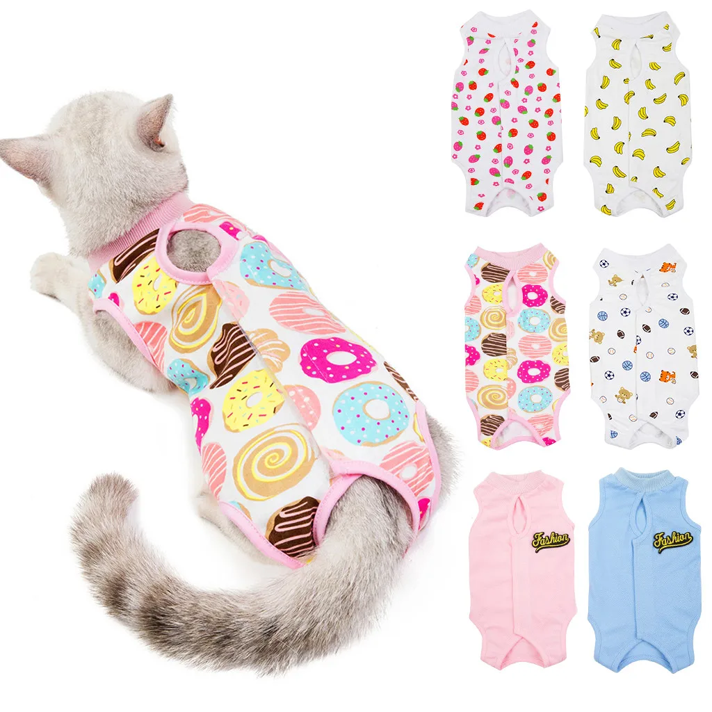 Pet Cat clothes Winter warm Retrieve After Surgery Clothing Pet Wound Anti-mite Sterilization Blue Suit#4