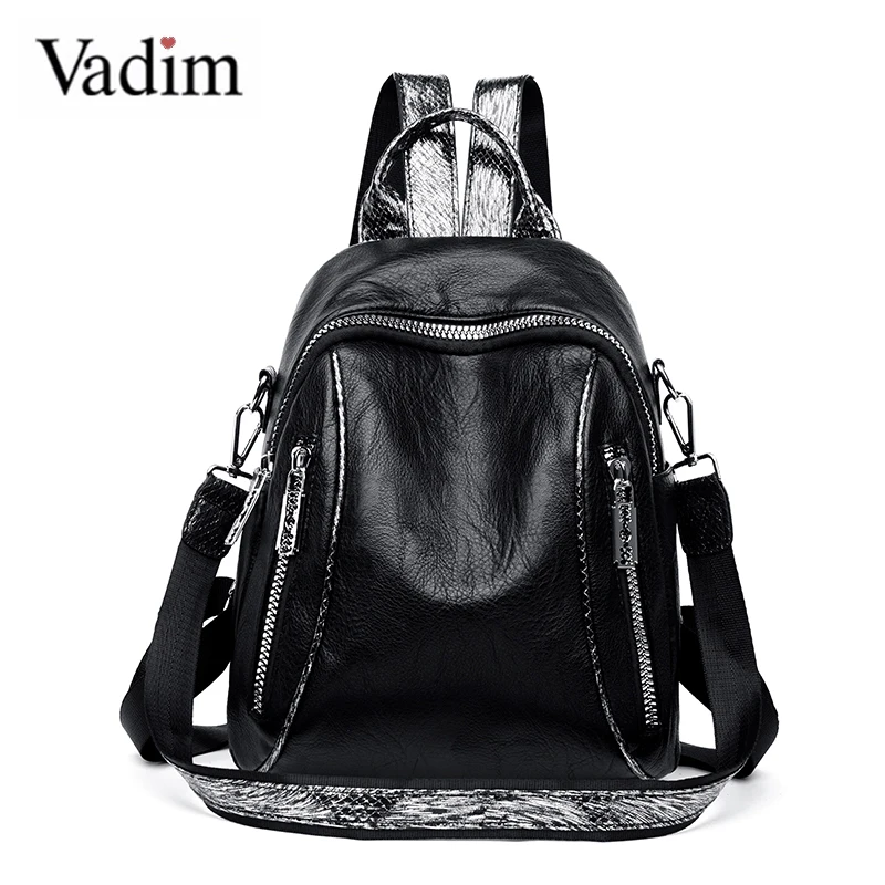Vadim черный женский рюкзак из искусственной кожи, женские школьные сумки, многофункциональный женский рюкзак, дорожная сумка для женщин, сумки для книг, Sac a Dos