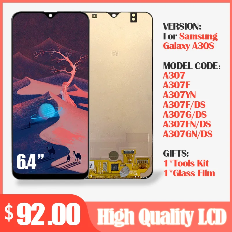 Супер AMOLED дисплей для samsung Galaxy A30S A307 SM-A307F/DS ЖК-дисплей+ кодирующий преобразователь сенсорного экрана в сборе ЖК-запчасти