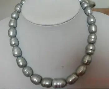 

elegant huge9-10mm tahitian gray pearl necklace 18inch