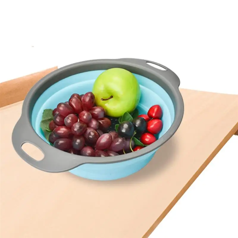 Silicone Collapsible Drain Basket Filter Creative Folding Vegetable Fruit Storage Basket Kitchen Multifunctional Storage Tool