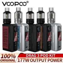 Voopoo arrastar 3 cigarro eletrônico mod caixa 177w kit 5.5ml tpp pod tanque gene. fan 2.0 chip tipo-c 2a carga rápida sem 18650 bateria