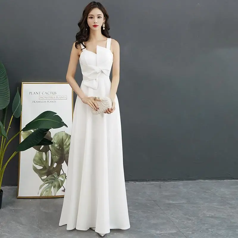 Вечерние платья на тонких бретельках, женское свадебное платье Cheongsam длиной до пола, элегантные длинные платья, Роскошные платья Vestido XS-XXXL - Цвет: Белый