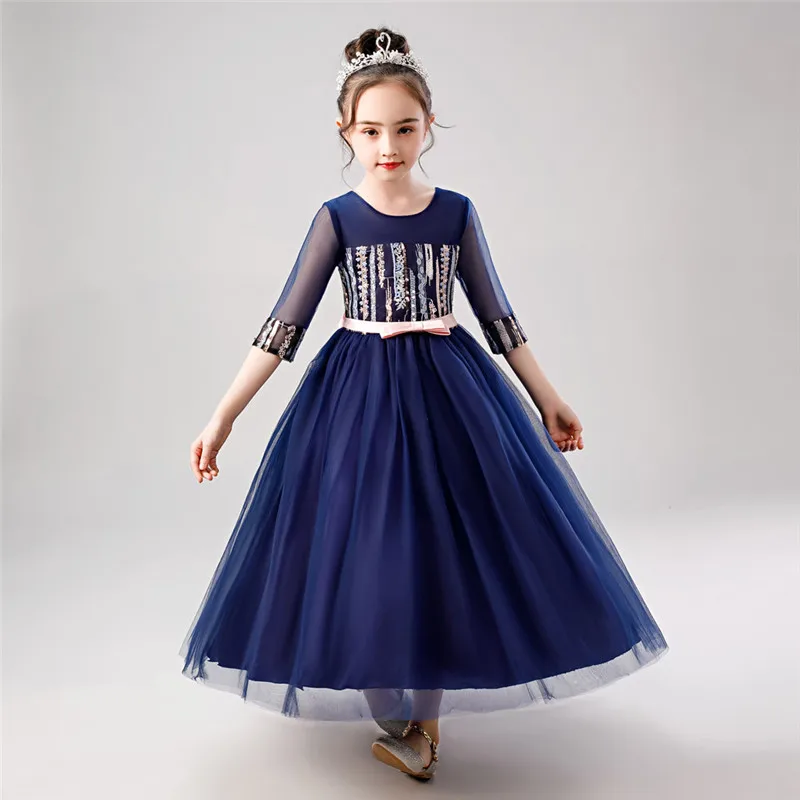 Girls formal dress Floral Kids Girls Princess Bridesmaid Pageant Gown Birthday Party Wedding Dress vestido robe fille #4O29 (22)
