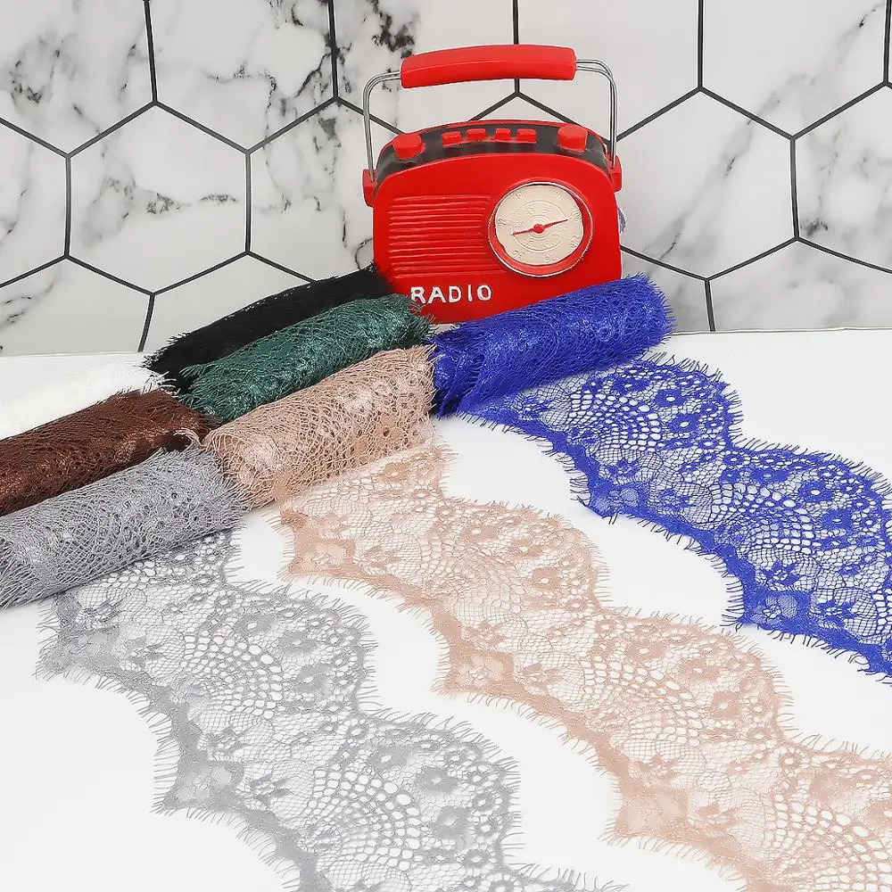 Flower Embroidered Lace Fabric Trim Ribbons DIY Sewing Handmade Materials 3Yards 14 colors option 9.5cm